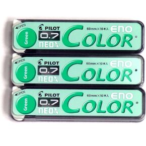 Pilot Color Mechanical Pencil Lead Eno, 0.7mm, Green, 10 Lead ×3 Pack/total 30 Leads (Japan Import) [Komainu-Dou Original Package]