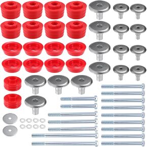 X AUTOHAUX 1 Set Body Mount Bushing Kit for Ford Super Duty F250 F350 2008-2016 Body Cab Mounts Sleeves and Hardware Red