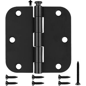 30 Pack Matte Black Door Hinges 3.5 x 3.5 Inch, 5/8" Radius Rounded Interior Hinges for Doors Heavy Duty Door Hardware Removable Pin Hinges for Standard Door/Bedroom Door/Bathroom Door,6 Holes in Kuwait