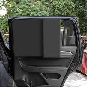 Ziciner Car Window Sun Shade（Only for Metal Frame）, 2 Pcs Auto Side Rear Magnetic Windshield Curtains, Sun Heat Blocker and UV Rays Protector, Universal Window Covers for Car, SUV (Black-Back Window)