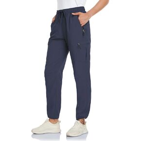 Women's Cargo Hiking Pants Quick Dry Lightweight Water Resistant UPF50+ Workout Travel Pants 5 Zip Pockets