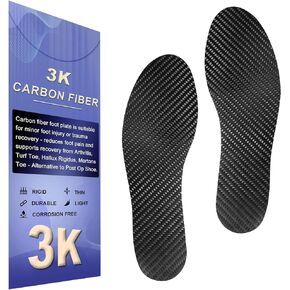 Carbon Fiber Insole, 1 Pair Rigid Shoe Insert for Men & Women Recovery of Arthritis, Turf Toe, Morton's Extension, Hallux Rigidus Insole Support (10.83"-275mm-Men's 11-11.5/Women's 12-12.5)