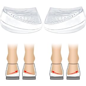 JL-Group 2 Layers Adjustable Heel Wedge Corrective Inserts for Over Pronation & Supination, Correction Medial & Lateral Heel Insoles for Foot Alignment (Transparent, S (4-7.5 Women, 6-7 Men))