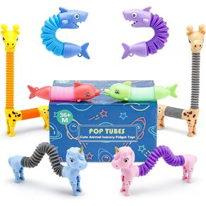 6Pcs Animal Pop Tubes Fidget Toys,Easter Basket Stuffers,Party Favors Classroom Prizes Birthday Gifts, Sensory Toys for Kids 3-8, Piñata Stuffers, Autism Toys