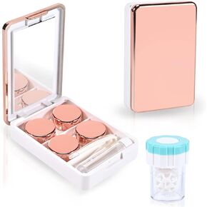 MC2 Contact Lens Case with Manual Contact Lens Cleaner Machine, Portable Contact Box with Mirror Tweezers Remover Tool Solution Bottle for Daily Outdoor Travel. (Black)