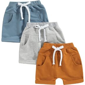GINEVSAL Toddler Boys Shorts Trousers Casual Party Street Spring Summer Solid Color Drawstring Shorts