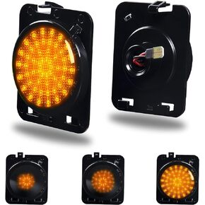 Gempro LED Side Marker Front Fender Amber Sequential Turn Signal Parking Lights Indicator Lamp Assembly Compatible with Jeep Wrangler JK 2007-2018(Smoked Len)