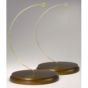 Wood Ornament Holder Solid Walnut Oval Wood Base Pack of 2 Stands 7"H