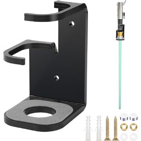 Cosmos Lightsaber Wall Mount Stand Acrylic Lightsabers Display Holder Lightsaber Wall Rack Hook Hanger with Protective Pad for Reversed Vertical Displaying Lightsaber (Solid Black Color)