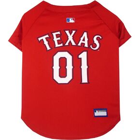 PETS FIRST MLB Jersey for Dogs & Cats - Baseball Texas Rangers Pet Jersey, Large.