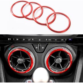 BORUIEN for Camaro Accessories AC Knobs Air Conditioner Outlet Vent Trim For 2017-2020 Chevrolet Camaro, 4pcs Red Aluminum