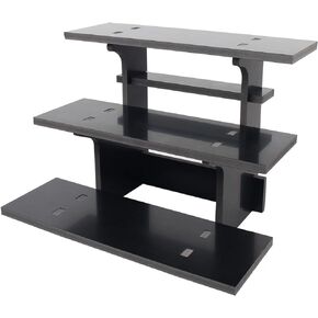 3-Tier Retail Table Risers Display Stand with Shelves for Vendor Events, Farmers Market Craft Fair Rack Candle Soap Stand For Shows Countertop Pop Up Shop Tumblers Candy (Black, Straight)
