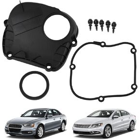 YzusGomumu Engine Upper Timing Chain Cover with Gasket Compatible with 2008-2017 Audi A3 A4 A5 A6 Q5 TT VW Beetle CC EOS Golf GTI Jetta Passat TIGUAN Replaces# 06H103269H 06H103269L 06H103269G