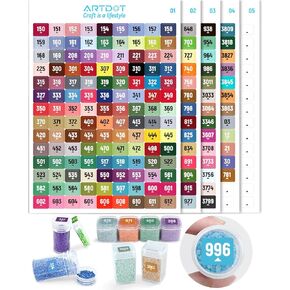 ARTDOT 2 Set Label Stickers for Diamond Art Storage Kits for Adults, 489 Colors Stickers Matched with Actual Embroidery Floss as Diamond Painting Accessories and Cross Stitch Supplies