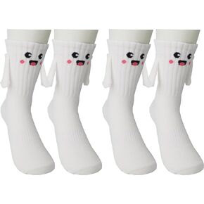 Keauexp Cute Hand Holding Socks, Smile Face Magnetic Socks Funny Birthday Christmas Valentines Gifts for Adult Kids Teen