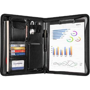 حافظة ملفات جلدية مقاس A4 من Leathario، حافظة للكتابة، مجلد عرض الأعمال in Kuwait