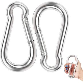 2 PCS Heavy Duty Carabiner Hooks 5.5 Inches Snap Clips Spring Snap Hooks 304 Stainless Steel 660 lbs Capacity (M12)