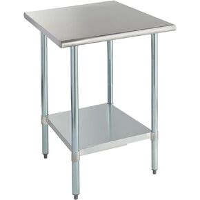 ROCKPOINT Stainless Steel Prep & Work 30x30 Inches, NSF Metal Commercial Kitchen Adjustable Under Shelf and Table Foot for Restaurant, Home and Hotel, 30x30inch, Silver