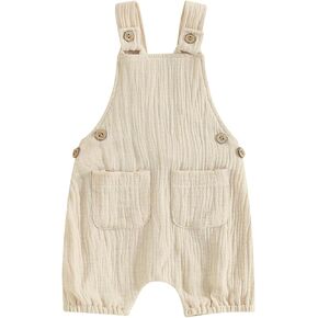 Infant Baby Girl Boy Romper Shorts Linen Sleeveless Jumpsuit Bib Overalls One Piece Outfit Spring Summer Clothes