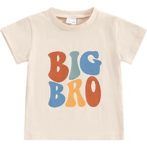 BULINGNA Toddler Baby Boy Big Brother Little Brother Matching Shirt Short Sleeve Letters Print Summer Sibling Romper Tee Top