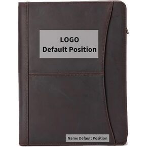 Geslun Genuine Leather Portfolio Binder with Zipper, Pocket Outside, Business Padfolio with A4 8.5x11 Notebook Holder Laptop Folder Organizer Gift for Women and Men, Brown