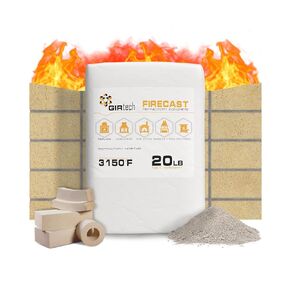FireCast Castable Refractory Cement Mix 3110 Degree Fahrenheit 20 Lbs High Temperature Heat Resistant Fireproof Mortar Build Repair Pizza Oven Fire Places Forge Kiln Stove