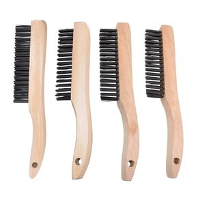 JOUNJIP 4 Multi-Purpose Shoe Handle Wire Scratch Brushes with Black Oil Tempered Steel