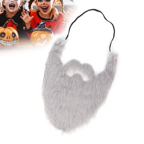 Fake Beard, Mustaches Self Adhesive Fake Beard, Halloween Party Fake Beard, Costume Facial False Beard Male Fake Whisker with An Elastic Band for Christmas Halloween Party Supplies Grey