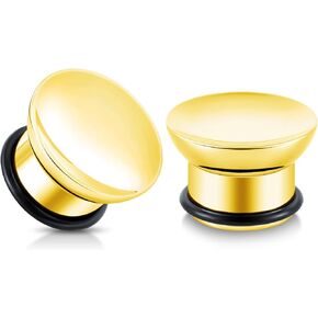 YOFANST 2pcs Stainless Steel Ear Tunnels Concave Single Flare Ear Gauges 2g-5/8 inch