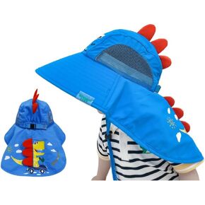 Baby Kids Sun Hat,Wide Brim and Neck Flap Beach Play Hat Cute Cartoon Design UPF50+