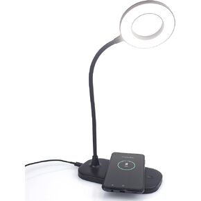 Newhouse Lighting Zlata Painted Black Plastic Tap or Touch Switch Dimmable and Adjustable Color Temperature Office Desk Lamp with 21 LEDs and USB Port