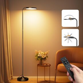 SIBRILLE Floor Lamp, 36W Bright LED Standing Lamp, Stepless Dimming Color Changing Torchiere Floor Lamps with Remote, 350°Rotating Head Modern Tall Floor Lamp for Living Room,Bedroom,Office