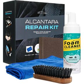 Gold Label Detailing Alcantara Upholstery Cleaning Kit for Cars, Furniture, and More - Includes Foam Cleaner, Brush, Sanding Block, and Microfiber Cloth
