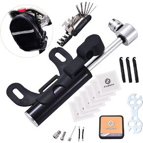 UILB Multi-Function Bike Bicycle Cycling Mechanic Repair Tool Kits with 16-in-1, Bicycle Saddle Bag, Mini Bike Pump 120 PSI & Glue-Less Puncture Kit, Mechanic Portable Tools Bag with All in one