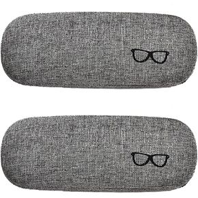 ABAJI Eyeglasses Case 2PCS Reading Glasses Box Fiberflax Hard Shell Lint Lining Snap Close Men Women Sunglassses Organizer