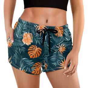 Women's Swim Board Shorts Parrot Tropical Leaves Beach Shorts Swimwear Bottoms Trunks Quick Dry