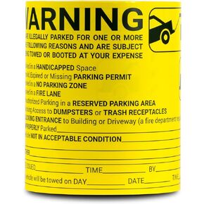 300 PCS 8 x 5 inch You Are Parked Illegally Stickers Tow Notes Parking Notice Tow Away Sticker Parking Warning Stickers - Hard to Peel Permanent Adhesive Violation Notice