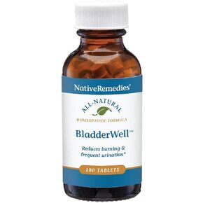 أقراص NativeRemedies BladderWell - تركيبة المعالجة المثلية الطبيعية للحرق والتبول المتكرر - تدعم صحة المثانة - 180 قرصًا