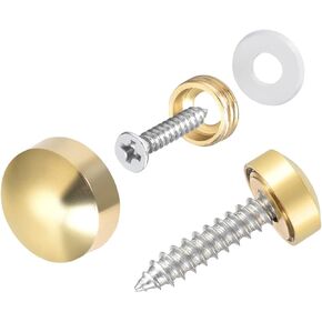 METALLIXITY Mirror Screws (12mm/0.47") 4Pcs, Decorative Cover Cap Nails Brass Polished - for Sign Advertising Hardware, Construction, Gold Tone