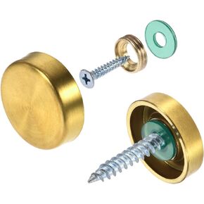METALLIXITY Mirror Screws (19mm/0.75") 4Pcs, Decorative Cover Cap Nails Electroplated Brushed - for Sign Advertising Hardware, Construction, Gold Tone