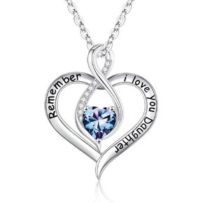 Iefil Daughter Gifts Birthstone Necklaces, 925 Sterling Silver Birthstone Jewelry for Daughter Mothers Valentines Day Gifts for Daughter Christmas Birthday Gifts for Daughter