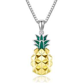 CUPENDA Pineapple Necklace S925 Sterling Silver Dainty Pineapple Pendant Necklace Fruit Jewelry Gifts for Women Girls
