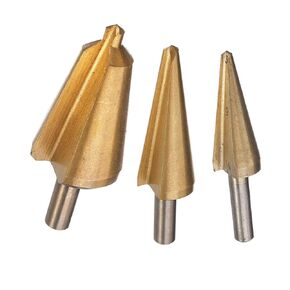 Driak 3pcs 16-30.5/5-20/3-14mm HSS Titanium Plating Taper Umbrella Drill Bit Umbrella Chamfer Chamfering Cutter Step Drill Bit Set