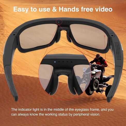 نظارات Fueiyita 4K الذكية للكاميرات H.264 نظارات ذكية مع ذاكرة مدمجة 32 جيجابايت، نظارات شمسية UV400 لركوب الدراجات في الهواء الطلق والقيادة والمشي لمسافات طويلة وصيد الأسماك in Kuwait