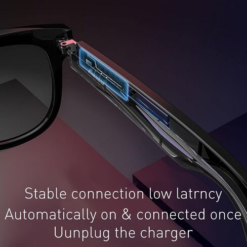 نظارات بلوتوث ذكية، نظارات صوتية لاسلكية للرجال والنساء، مكبر صوت مفتوح للأذن، صوت ستيريو هاي فاي، عدسة مضادة للزرقاء، لقراءة قيادة الألعاب in Kuwait