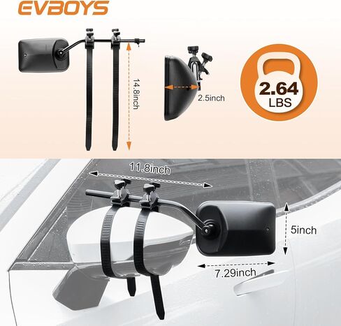 EVBOYS مشبك عالمي على مرايا السحب 360 درجة قابلة للتعديل مرآة مقطورة موسع وصلة جر قوية دعامة حديدية موسعات مقطورة RV شاحنة سيارة مرايا للسحب in Kuwait