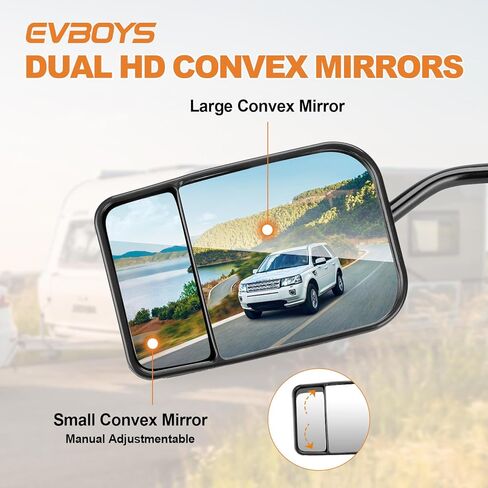 EVBOYS مشبك عالمي على مرايا السحب 360 درجة قابلة للتعديل مرآة مقطورة موسع وصلة جر قوية دعامة حديدية موسعات مقطورة RV شاحنة سيارة مرايا للسحب in Kuwait