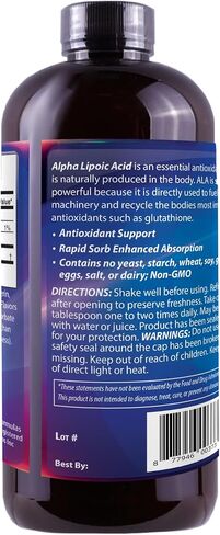 Drs Advantage حمض ألفا ليبويك - مكمل غذائي سائل مع 50 ملجم من ALA لكل وجبة - معبأ بمضادات الأكسدة - تركيبة صيدلانية، تقنية الامتصاص السريع لامتصاص العناصر الغذائية - 16 أونصة سائلة. أوقية. in Saudi Arabia