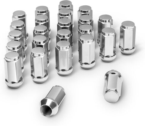 صواميل عروة عجلة Dynofit M14x1.5 لسيلفرادو سييرا 2500 3500، 32 قطعة 14 مم - 1.5 صواميل عروة من الكروم بنهاية مغلقة مناسبة لعجلة Ford F250 F350 ما بعد البيع، ارتفاع 1.8 بوصة تصميم قطعة واحدة صواميل موالف رفيعة in Kuwait