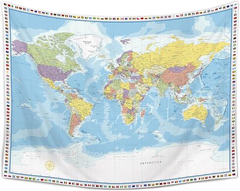 Large World Map Tapestry Wall Hanging Tapestry World Map For Kids Educational Tapestry With Country Flags World Map for Classroom Decor Kids Room Home Traveling Geography Students 60x80 In in Saudi Arabia